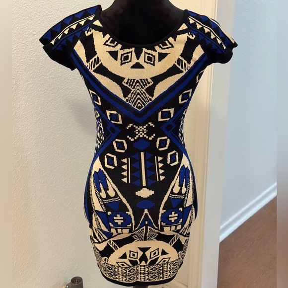 Jealous Tomato Knit Sweater Dress Black, Ivory & Blue - Picture 3 of 6